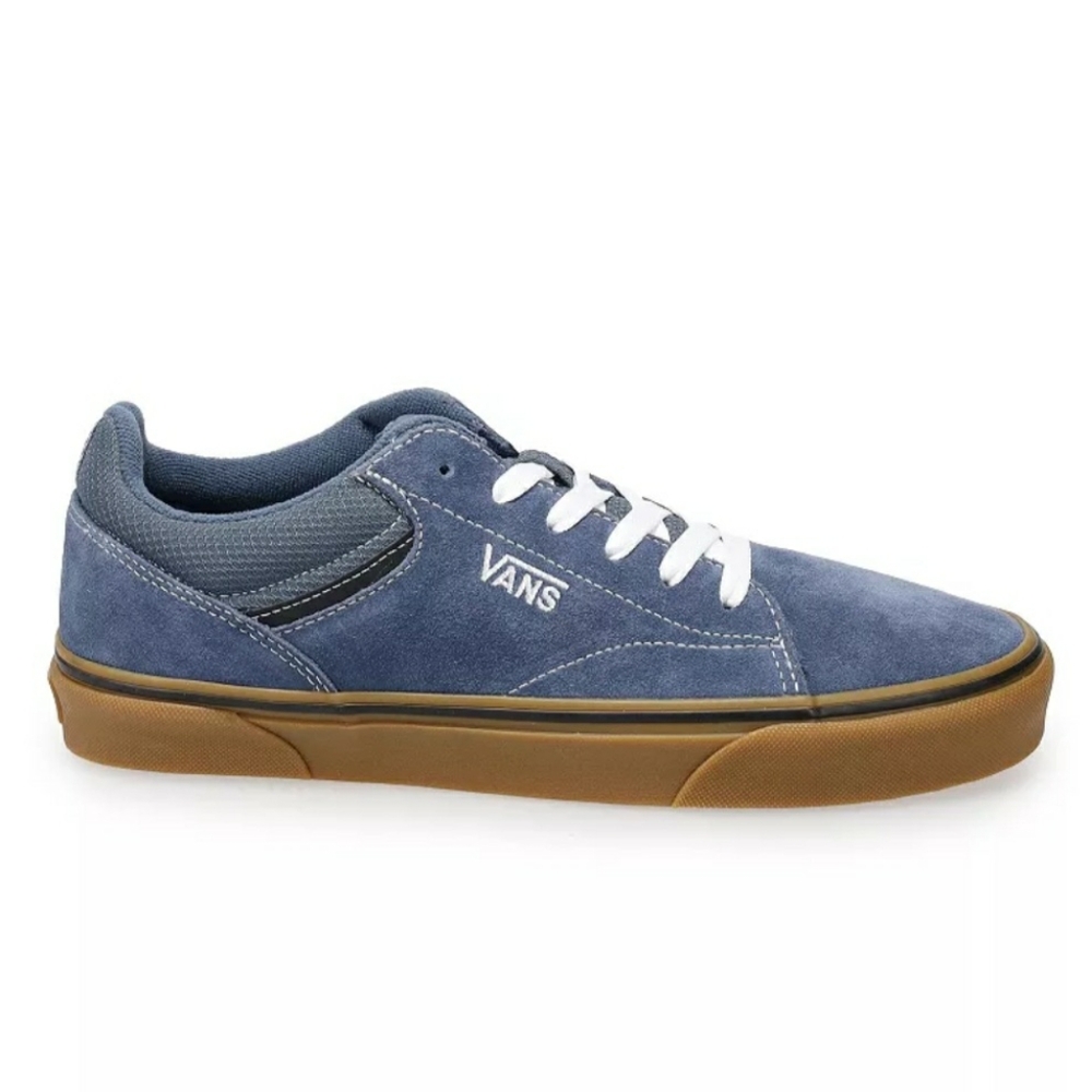 Vans Blue and Brown Sneakers with Classic Waffle Sole